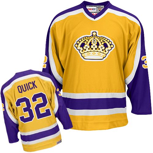 Men's Reebok Los Angeles Kings #32 Jonathan Quick Premier Gold NHL Jersey