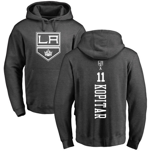 NHL Adidas Los Angeles Kings #11 Anze Kopitar Charcoal One Color Backer Pullover Hoodie