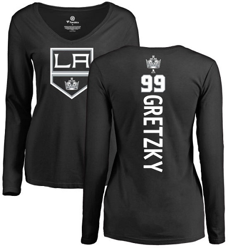 NHL Women's Adidas Los Angeles Kings #99 Wayne Gretzky Black Backer Long Sleeve T-Shirt