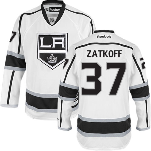 Men's Reebok Los Angeles Kings #37 Jeff Zatkoff Authentic White Away NHL Jersey