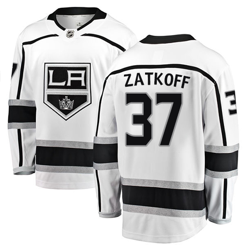 Men's Los Angeles Kings #37 Jeff Zatkoff Authentic White Away Fanatics Branded Breakaway NHL Jersey