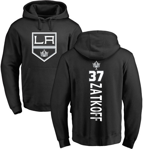 NHL Adidas Los Angeles Kings #37 Jeff Zatkoff Black Backer Pullover Hoodie
