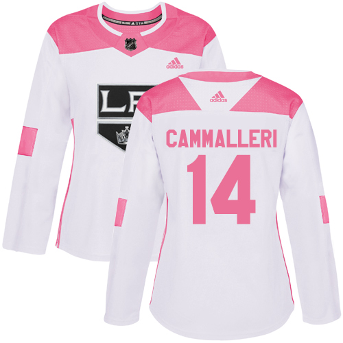 Women's Adidas Los Angeles Kings #14 Mike Cammalleri Authentic White/Pink Fashion NHL Jersey