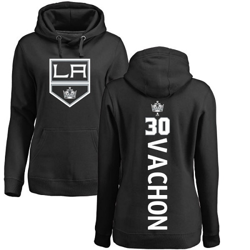 NHL Women's Adidas Los Angeles Kings #30 Rogie Vachon Black Backer Pullover Hoodie