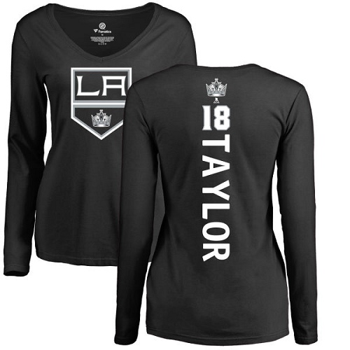 NHL Women's Adidas Los Angeles Kings #18 Dave Taylor Black Backer Long Sleeve T-Shirt