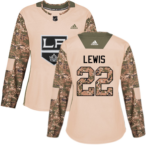 Women's Adidas Los Angeles Kings #22 Trevor Lewis Authentic Camo Veterans Day Practice NHL Jersey