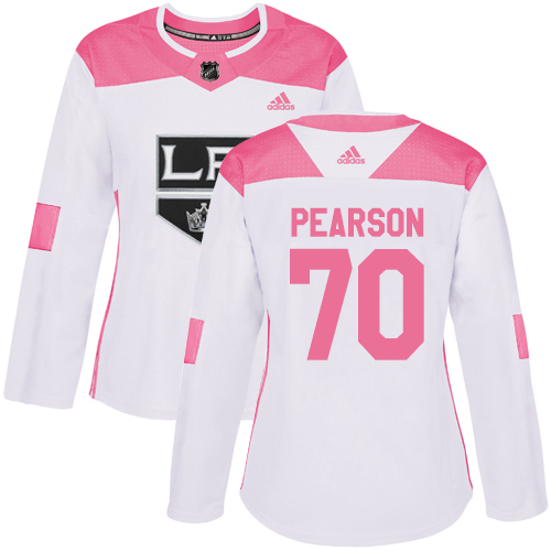 Women's Adidas Los Angeles Kings #70 Tanner Pearson Authentic White/Pink Fashion NHL Jersey