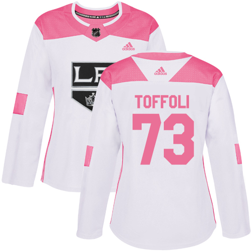 Women's Adidas Los Angeles Kings #73 Tyler Toffoli Authentic White/Pink Fashion NHL Jersey