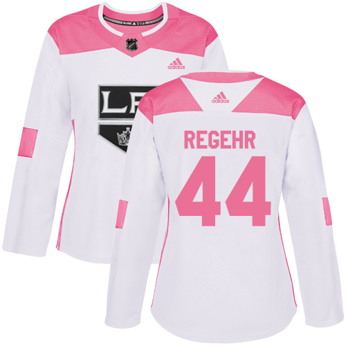 Women's Adidas Los Angeles Kings #44 Robyn Regehr Authentic White/Pink Fashion NHL Jersey