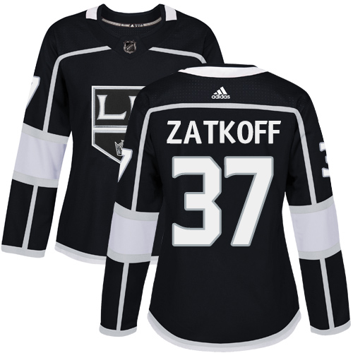 Women's Adidas Los Angeles Kings #37 Jeff Zatkoff Authentic Black Home NHL Jersey