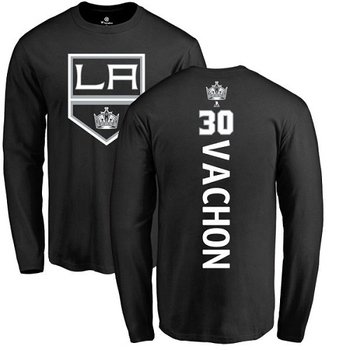 NHL Adidas Los Angeles Kings #30 Rogie Vachon Black Backer Long Sleeve T-Shirt