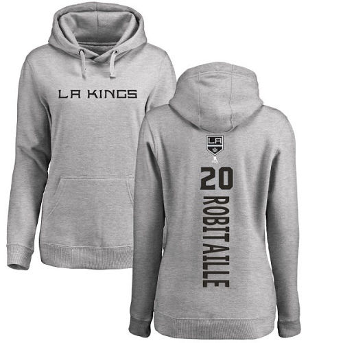 NHL Women's Adidas Los Angeles Kings #20 Luc Robitaille Ash Backer Pullover Hoodie