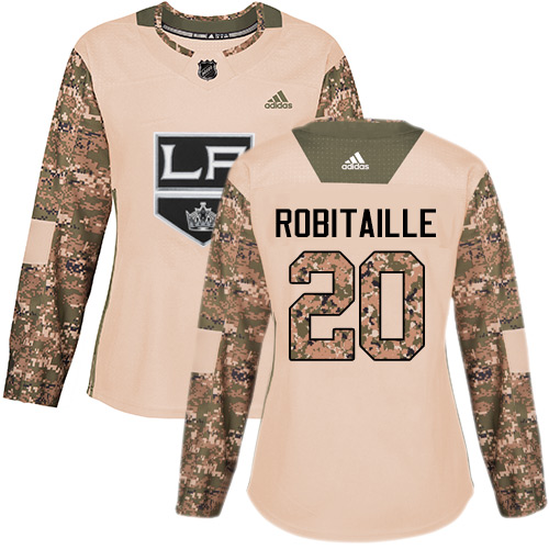 Women's Adidas Los Angeles Kings #20 Luc Robitaille Authentic Camo Veterans Day Practice NHL Jersey