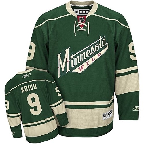 Youth Reebok Minnesota Wild #9 Mikko Koivu Authentic Green Third NHL Jersey
