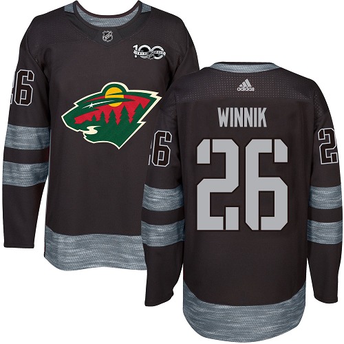 Men's Adidas Minnesota Wild #26 Daniel Winnik Authentic Black 1917-2017 100th Anniversary NHL Jersey