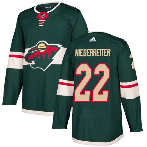 Men's Adidas Minnesota Wild #22 Nino Niederreiter Premier Green Home NHL Jersey