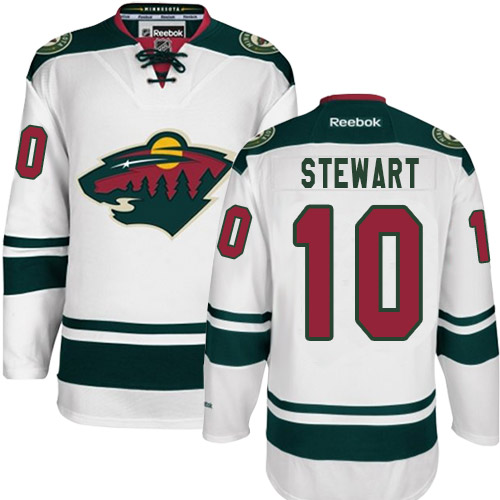 Men's Reebok Minnesota Wild #10 Chris Stewart Authentic White Away NHL Jersey