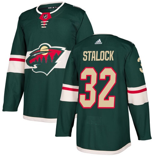 Men's Adidas Minnesota Wild #32 Alex Stalock Authentic Green Home NHL Jersey
