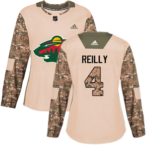 Women's Adidas Minnesota Wild #4 Mike Reilly Authentic Camo Veterans Day Practice NHL Jersey