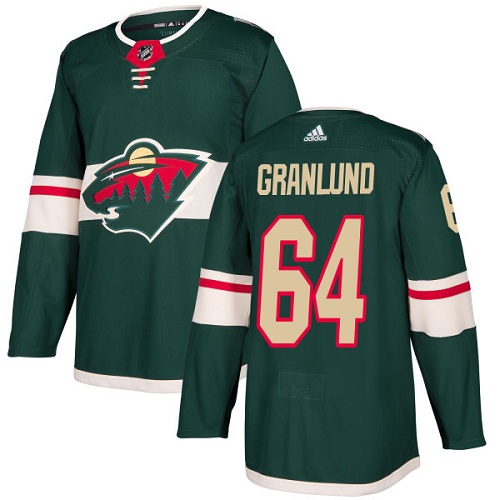 Men's Adidas Minnesota Wild #64 Mikael Granlund Premier Green Home NHL Jersey
