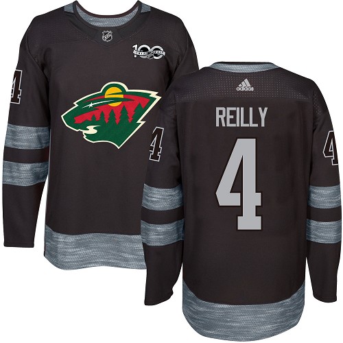Men's Adidas Minnesota Wild #4 Mike Reilly Authentic Black 1917-2017 100th Anniversary NHL Jersey