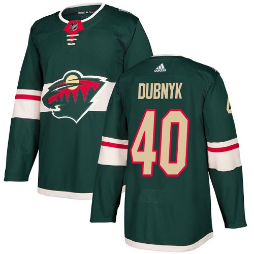Men's Adidas Minnesota Wild #40 Devan Dubnyk Premier Green Home NHL Jersey