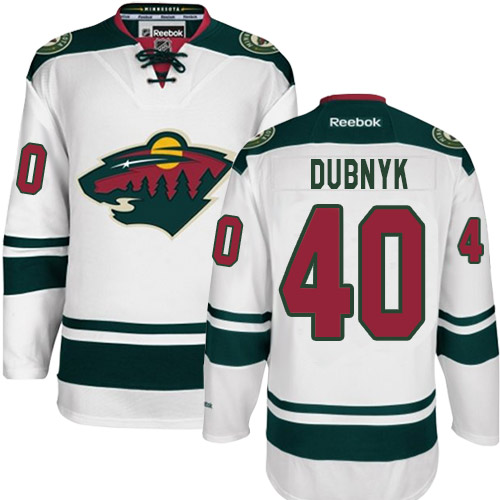 Men's Reebok Minnesota Wild #40 Devan Dubnyk Authentic White Away NHL Jersey