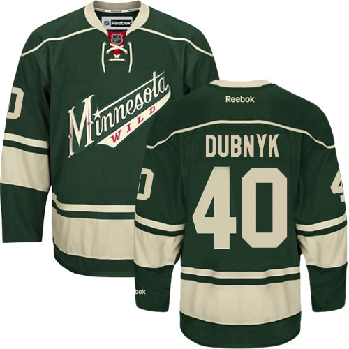 Men's Reebok Minnesota Wild #40 Devan Dubnyk Authentic Green Third NHL Jersey