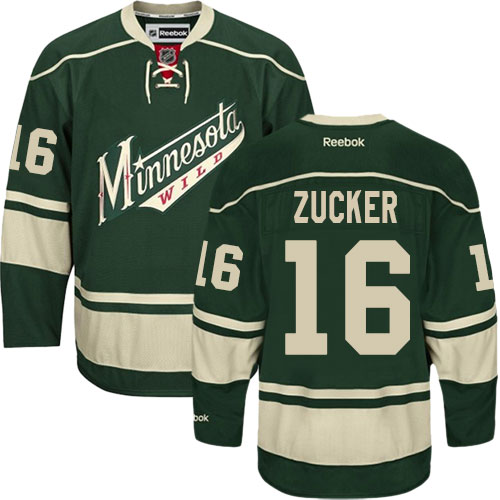 Youth Reebok Minnesota Wild #16 Jason Zucker Authentic Green Third NHL Jersey