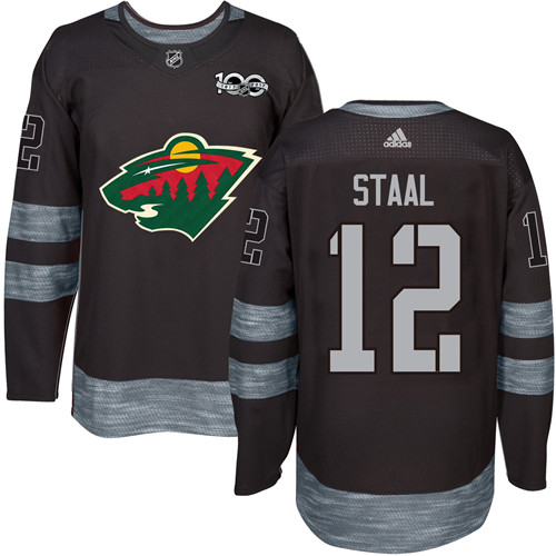 Men's Adidas Minnesota Wild #12 Eric Staal Premier Black 1917-2017 100th Anniversary NHL Jersey
