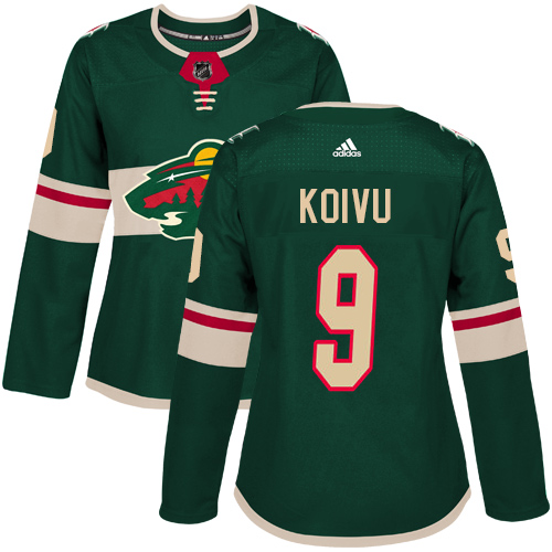 Women's Adidas Minnesota Wild #9 Mikko Koivu Premier Green Home NHL Jersey