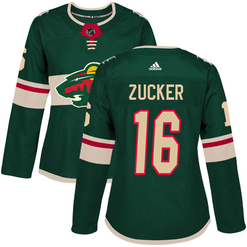 Women's Adidas Minnesota Wild #16 Jason Zucker Authentic Green Home NHL Jersey