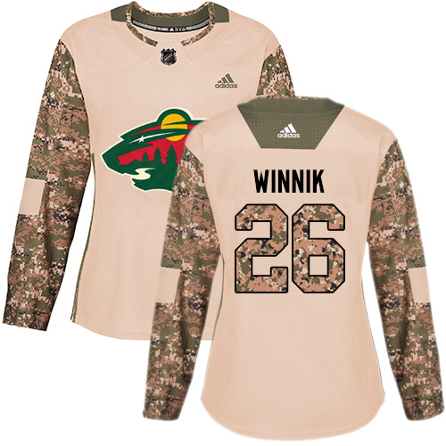 Women's Adidas Minnesota Wild #26 Daniel Winnik Authentic Camo Veterans Day Practice NHL Jersey