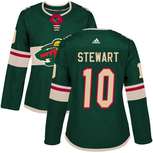Women's Adidas Minnesota Wild #10 Chris Stewart Authentic Green Home NHL Jersey