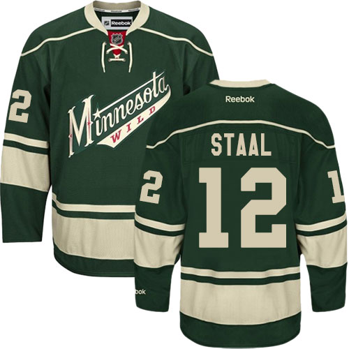 Youth Reebok Minnesota Wild #12 Eric Staal Premier Green Third NHL Jersey