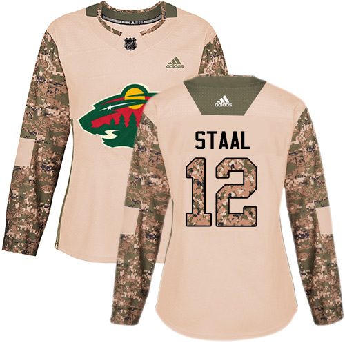 Women's Adidas Minnesota Wild #12 Eric Staal Authentic Camo Veterans Day Practice NHL Jersey