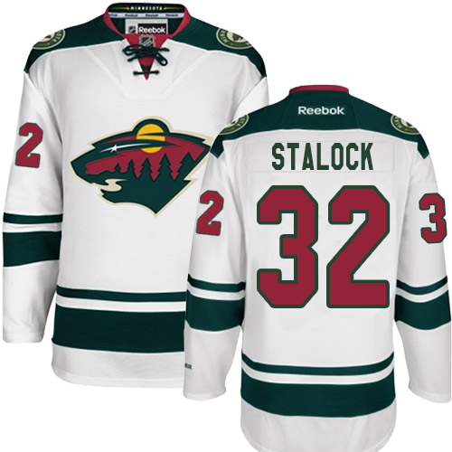 Women's Reebok Minnesota Wild #32 Alex Stalock Authentic White Away NHL Jersey