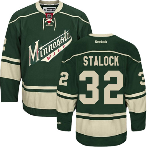 Women's Reebok Minnesota Wild #32 Alex Stalock Authentic Green Third NHL Jersey