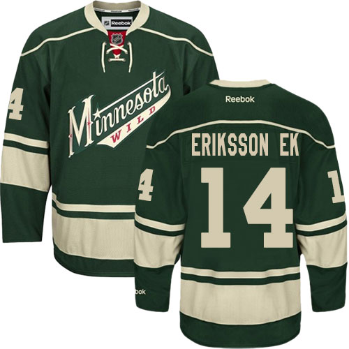 Youth Reebok Minnesota Wild #14 Joel Eriksson Ek Authentic Green Third NHL Jersey