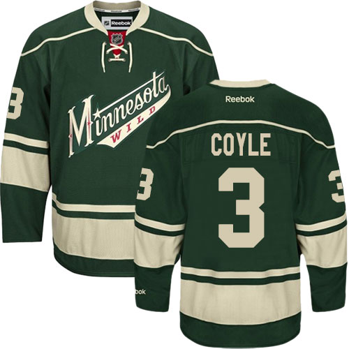 Women's Reebok Minnesota Wild #3 Charlie Coyle Authentic Green Third NHL Jersey