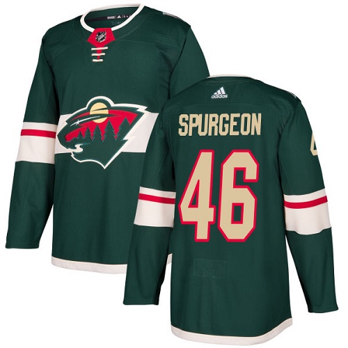 Youth Adidas Minnesota Wild #46 Jared Spurgeon Authentic Green Home NHL Jersey