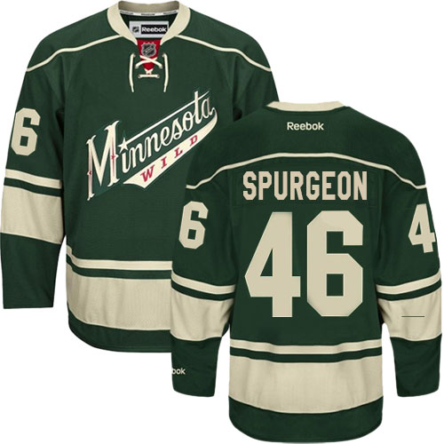 Youth Reebok Minnesota Wild #46 Jared Spurgeon Premier Green Third NHL Jersey