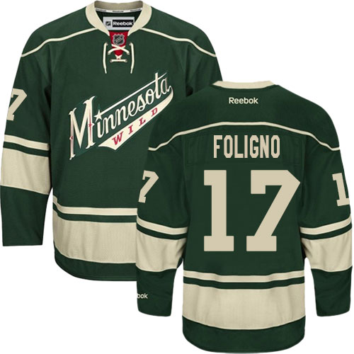 Men's Reebok Minnesota Wild #17 Marcus Foligno Authentic Green Third NHL Jersey