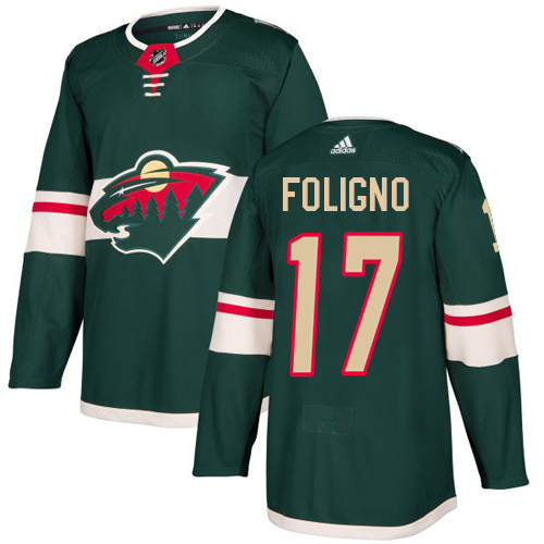Youth Adidas Minnesota Wild #17 Marcus Foligno Authentic Green Home NHL Jersey