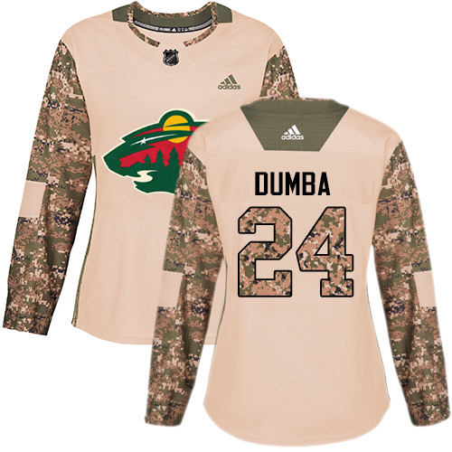 Women's Adidas Minnesota Wild #24 Matt Dumba Authentic Camo Veterans Day Practice NHL Jersey