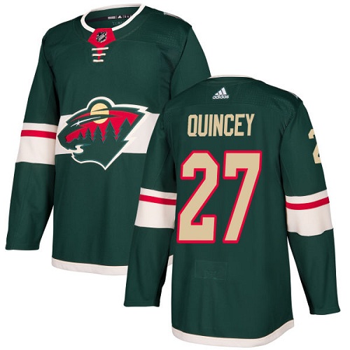 Men's Adidas Minnesota Wild #27 Kyle Quincey Authentic Green Home NHL Jersey