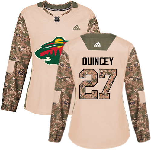 Women's Adidas Minnesota Wild #27 Kyle Quincey Authentic Camo Veterans Day Practice NHL Jersey