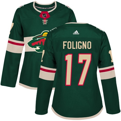 Women's Adidas Minnesota Wild #17 Marcus Foligno Premier Green Home NHL Jersey