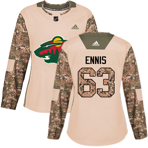 Women's Adidas Minnesota Wild #63 Tyler Ennis Authentic Camo Veterans Day Practice NHL Jersey