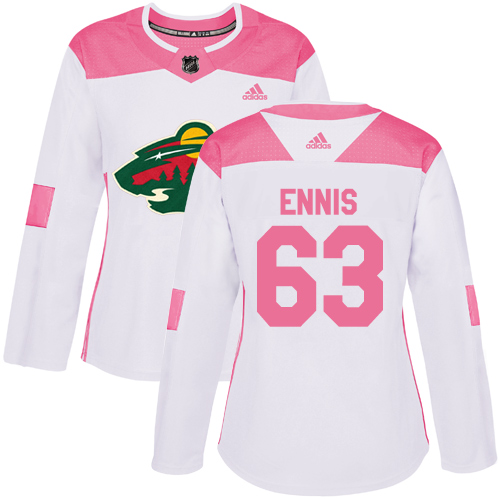 Women's Adidas Minnesota Wild #63 Tyler Ennis Authentic White/Pink Fashion NHL Jersey
